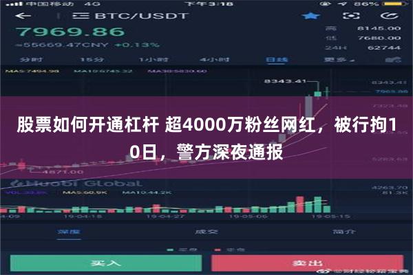 股票如何开通杠杆 超4000万粉丝网红，被行拘10日，警方深夜通报